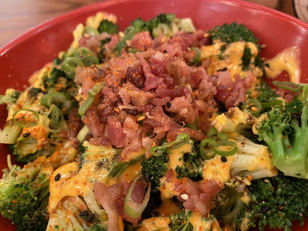 Sriracha Broccoli with Bacon Bits