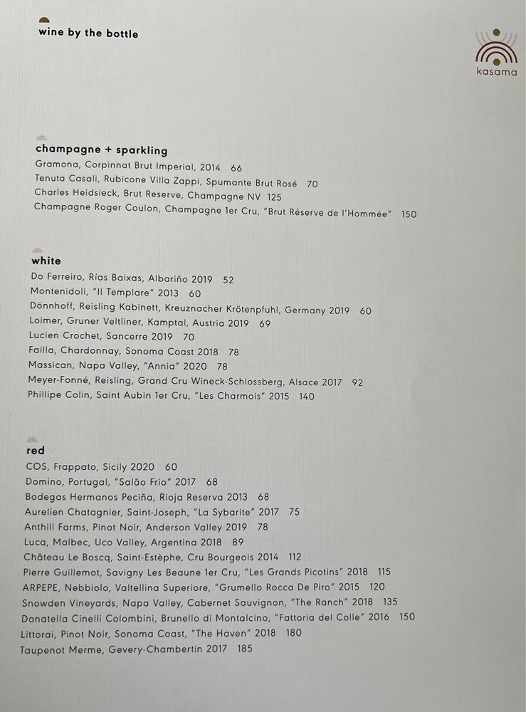 Wine list