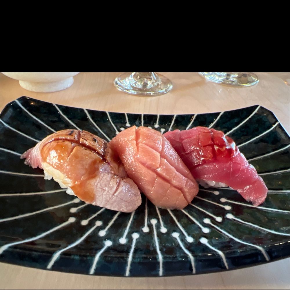 Grilled toro, chutoro, akami tuna